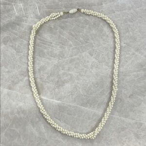Vintage Braided White Beaded Necklace